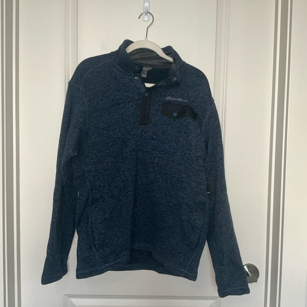 Eddie Bauer Navy Button-Up Sweater Size M NWT - Picture 2 of 6